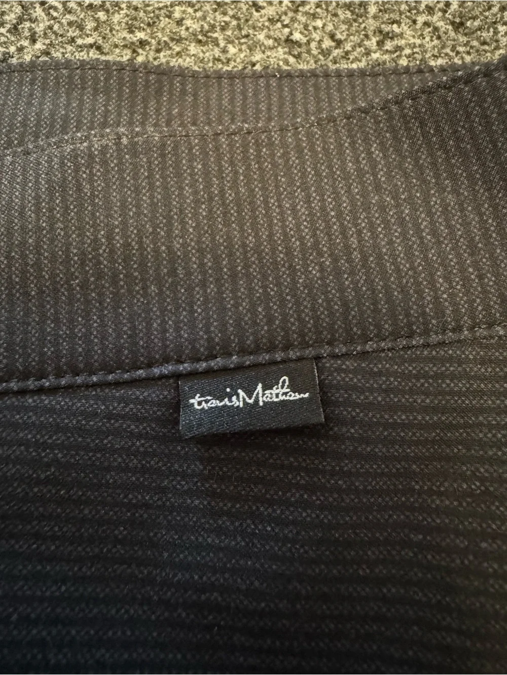 TravisMathew Gyoza Performance Golf Pants 36 Black Grey Pinstripe 1MT637